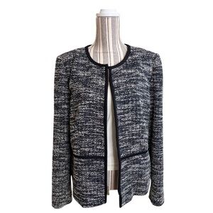 Donna Karan Black and White Tweed Blazer Size 16